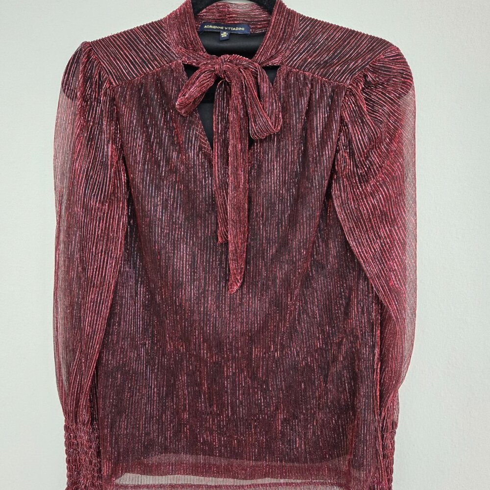 Red Adrienne Vittadini Tinseled Blouse